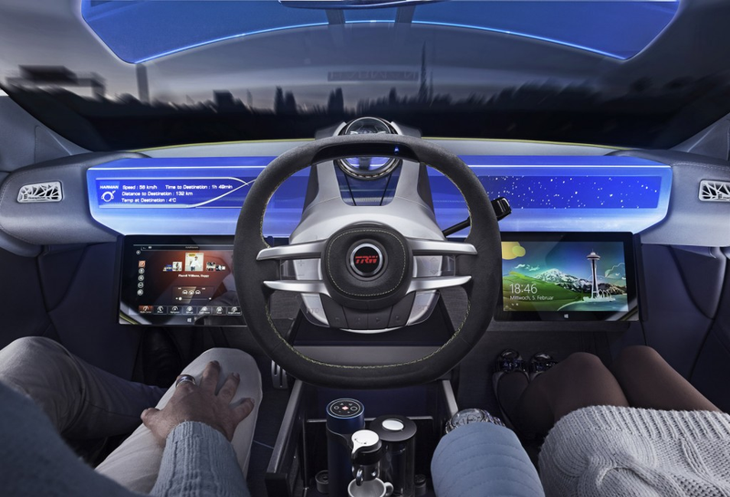 Illustration for article titled The Rinspeed XchangE Is A Crazy Driverless Tesla You Can Live In